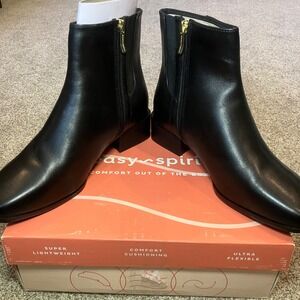 Easy Spirit Sidney Womens Black Square Toe Ankle Boot Low Block Heel Side Zip 7W